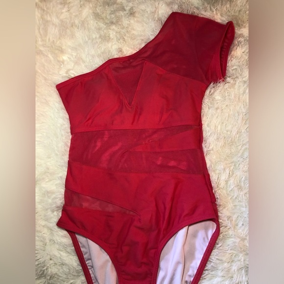 VENUS Red Deep Pink One-Shoulder One Piece Swimsuit - Picture 6 of 15